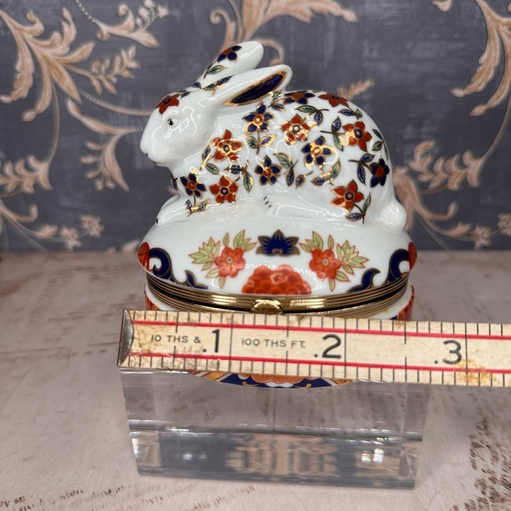 Vintage Andrea by Sadek Imari Style Rabbit Trinket Box Porcelain Japan - Picture 3 of 9